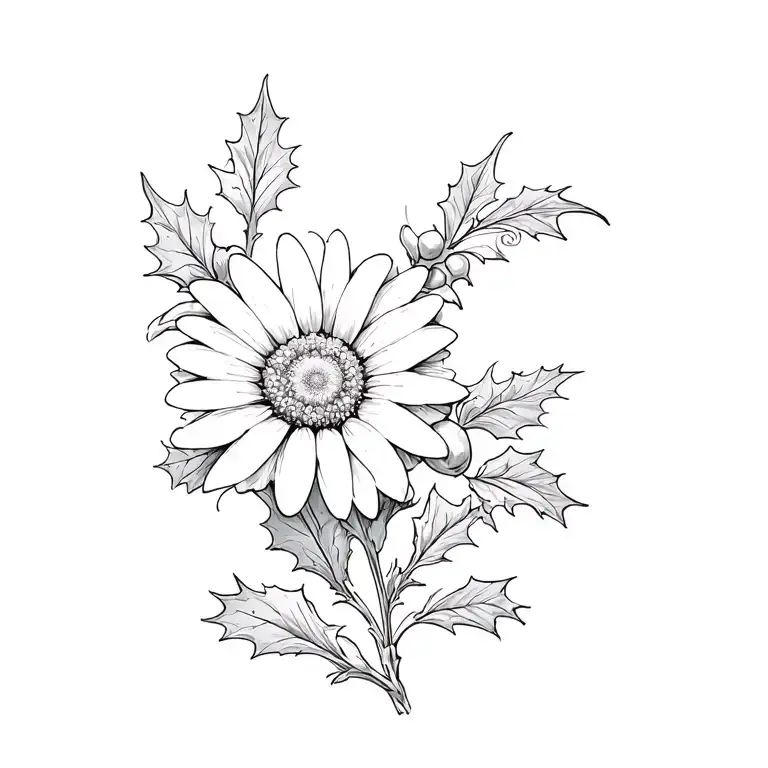 daisy and holly berry tattoo design idea