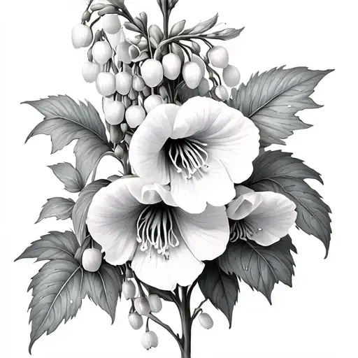 foxglove flowers, mountain laurel, oleander flower, lily of the valley, honeybee tattoo design idea