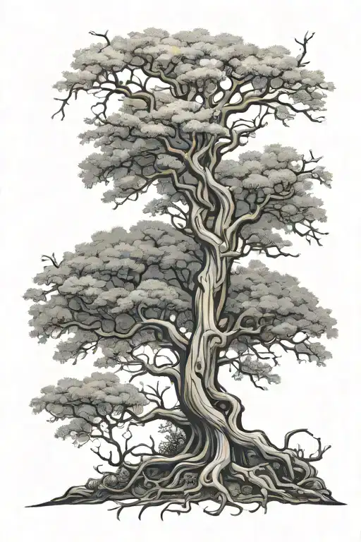 tree of andry, the symbol of orthopedics that depicts a bent tree that is being supported by a stake to help it grow str tattoo design idea