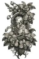 Poison tree with orchids blooming tattoo design idea