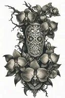 Poison tree with orchids blooming tattoo design idea