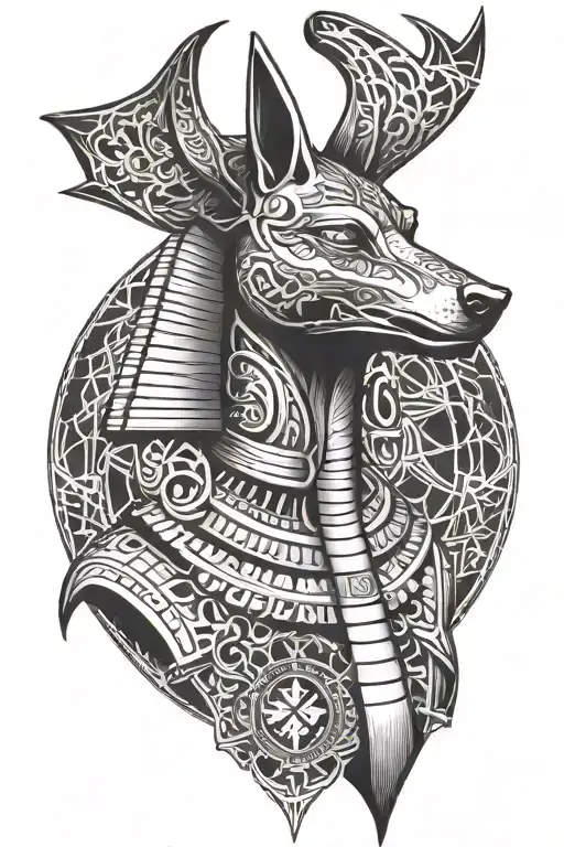 anubis ankh egypt god tattoo design idea