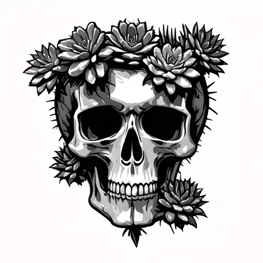 Cactus Skull PNG, Cactus png, Succulent Clipart, Gothic Skull Silhouette, Skull Stencil, Cactus in Skull png, Cactus and tattoo design idea