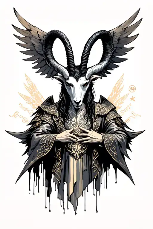 arcangel Uriel with capricorn zodiac sign tattoo design idea