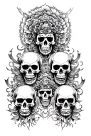 gods of death with skulls representing dark periods tattoo design idea
