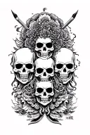gods of death with skulls representing dark periods tattoo design idea