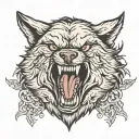 angry wolf head tattoo design idea