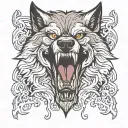 angry wolf head tattoo design idea