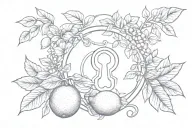 key hole surrounded by vine with lemons tattoo design idea