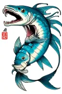oarfish with a grenade in mouth wide open tattoo design idea