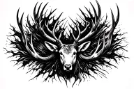 elk head with antlers surrounded black tattoo design idea