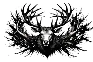 elk head with antlers surrounded black tattoo design idea