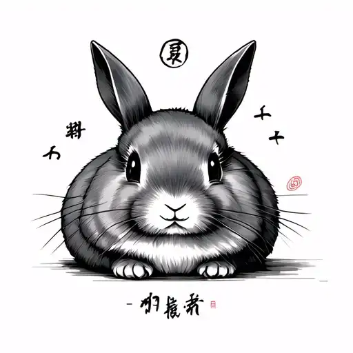 rabbit asian dumpling tattoo design idea