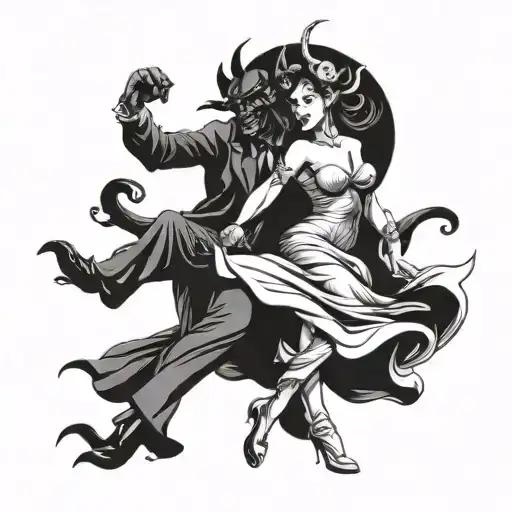 Dancing With The Devil tattoo design idea