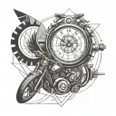 Design a geometric pattern inspired by the speedometer of a bike tattoo design idea