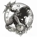 a gladiator with a lion skin on top of him clock tattoo design idea