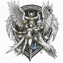 angemon and angewomon with crest of hope and crest of light tattoo design idea