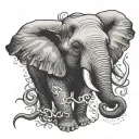 elephant head with octopus arms outstretched tattoo design idea