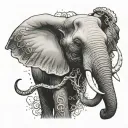elephant head with octopus arms outstretched tattoo design idea