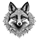 fox face mandala dotwork tattoo design idea
