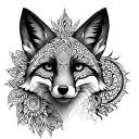 fox face mandala dotwork tattoo design idea