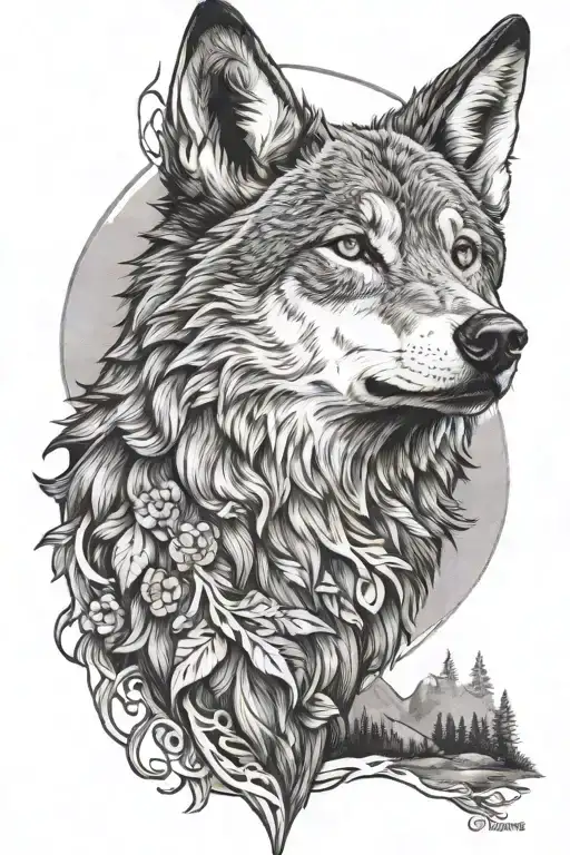 Sister Wolf howling tattoo design idea