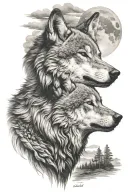 Sister Wolf howling tattoo design idea