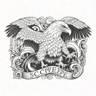 eagle perched letters "S C P E' inside tattoo design idea
