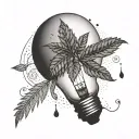 light bulb in a indoor tent with a hemp plant growing tattoo design idea