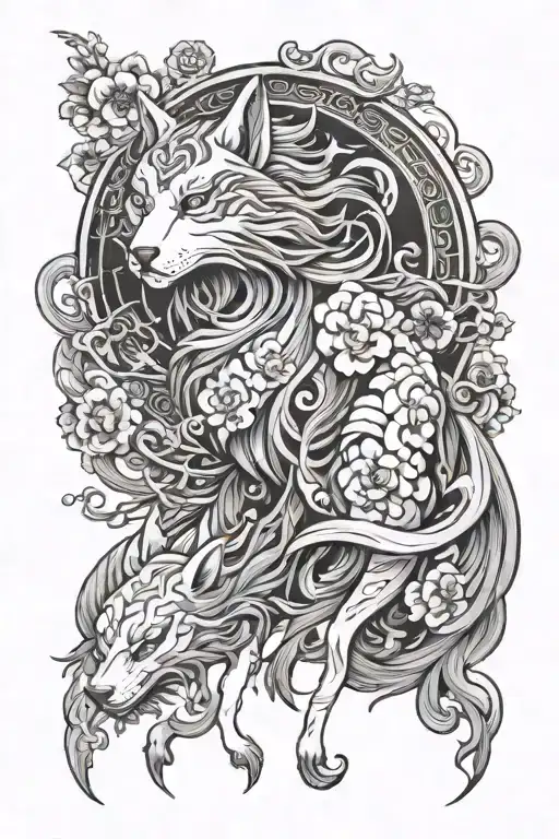 amaterasu and hachiman tattoo design idea