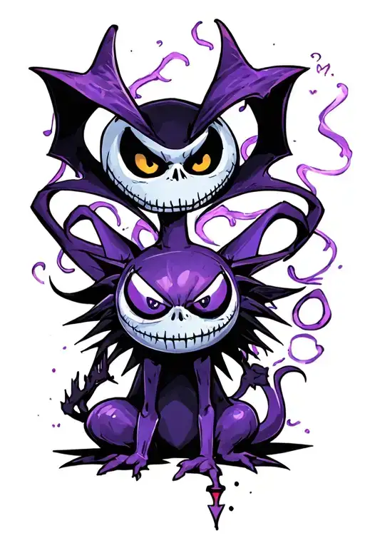 banette, sableye,haunter, ghastly, gengar, jack skellington, sally, lock, shock, barrel, pain, panic, Cheshire Cat, tattoo design idea