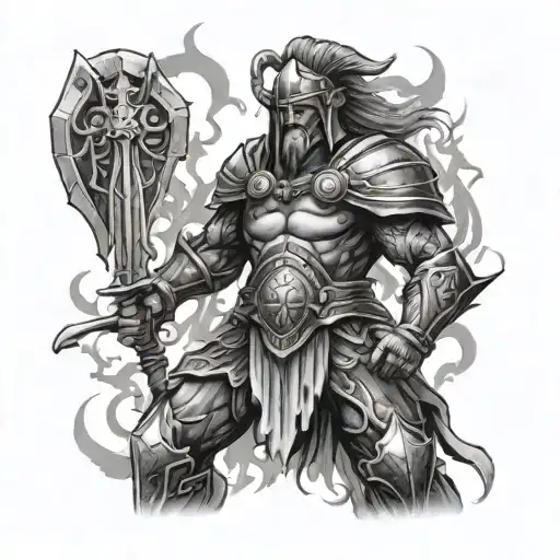 godly warrior tattoo design idea