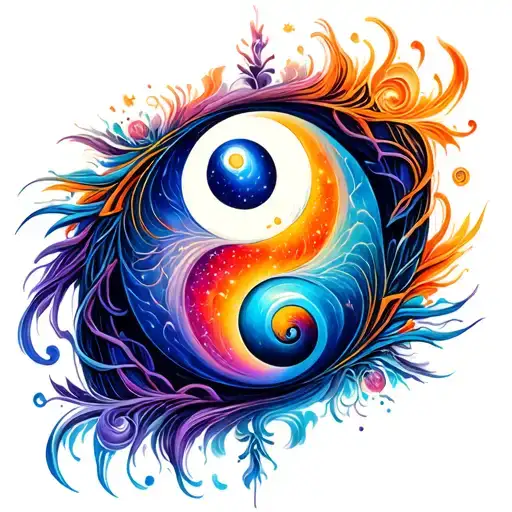 Cosmic Ying Yang tattoo design idea