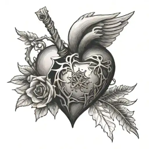 human heart with cupid arrow going through it  tattoo design idea