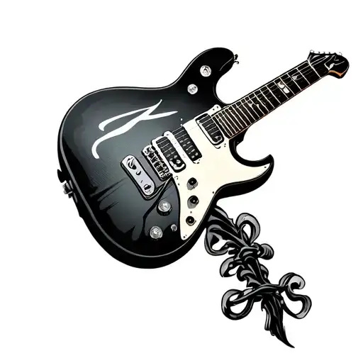 black electric guitar tattoo design idea