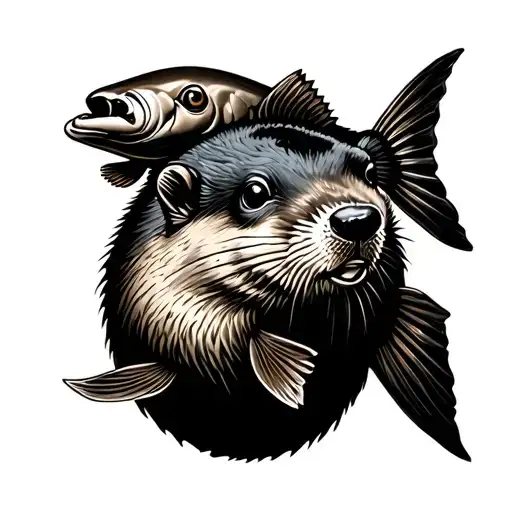 beaver and fish memorial tattoo tattoo design idea