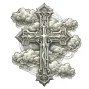 cross surrounded by clouds tattoo design idea