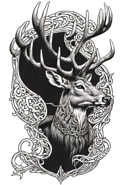 Whitetail buck with a bible verse intertwined tattoo design idea