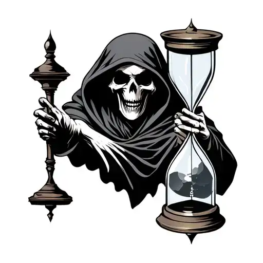 Grim Reaper Holding Hourglass tattoo design idea