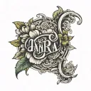 the name d'andria with flowers  tattoo design idea