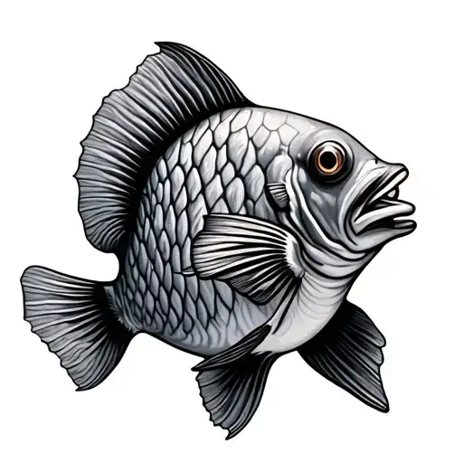 flounder fish fine line tattoo design idea