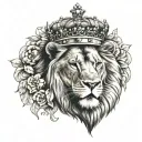 lion and crown tattoo design idea