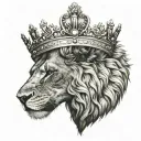 lion and crown tattoo design idea