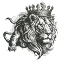 lion and crown tattoo design idea