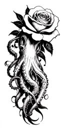 squid shoulder tattoo with rose on hand tattoo design idea