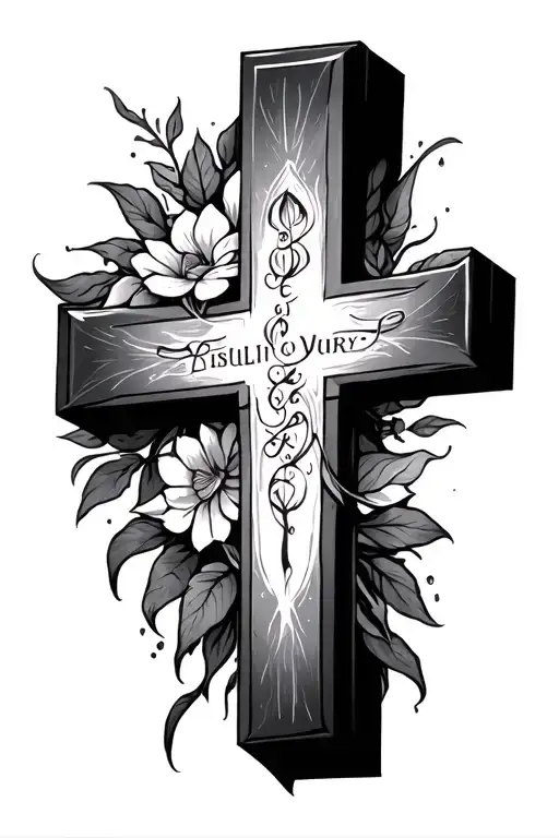 cross with psalm 23:4 tattoo design idea