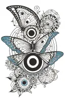 evil eye and butterfly  tattoo design idea