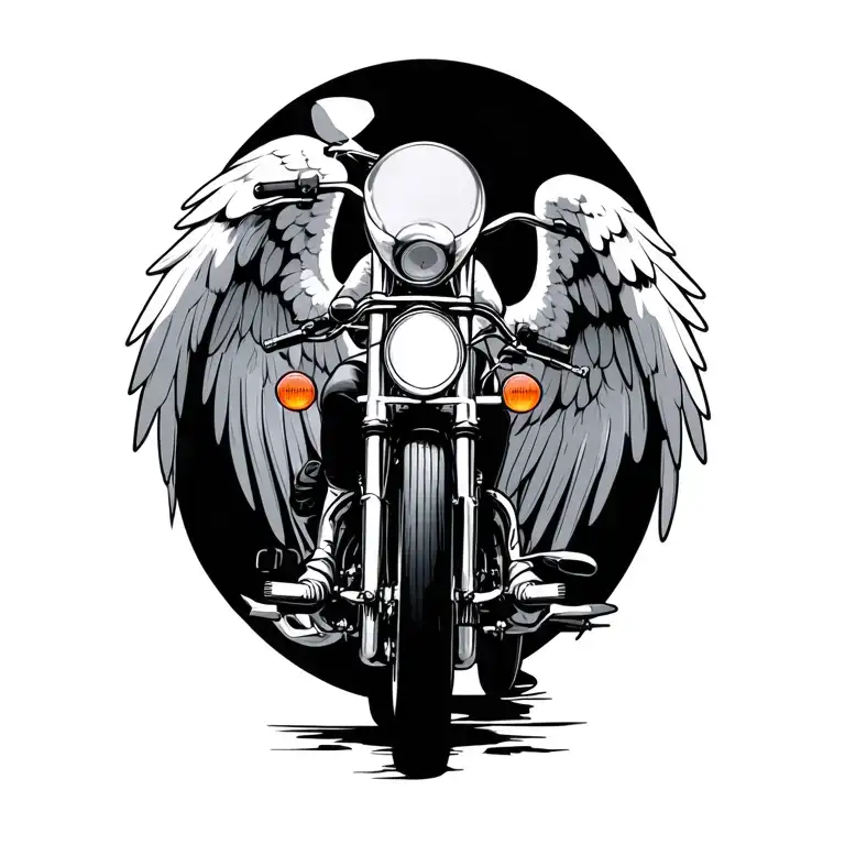 bike with angel wings tattoo design idea