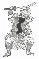 Sikh warrior fighting tattoo design idea