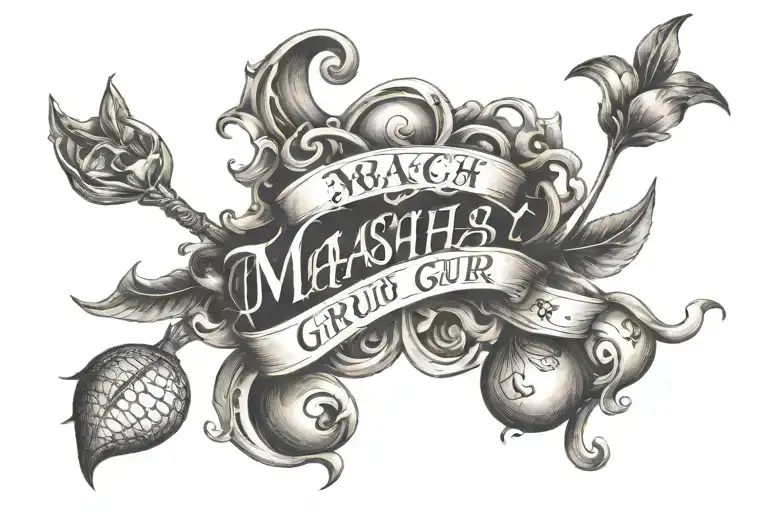 Name “Mash_Guru” in cursive tattoo design idea